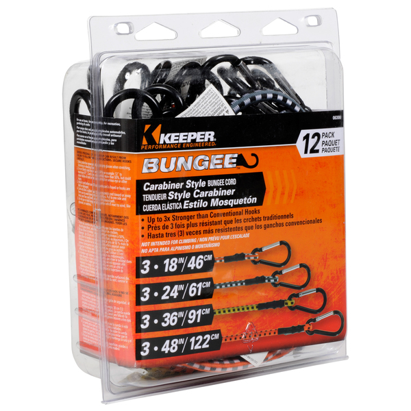 Keeper Carabiner Bungee Assortment, PK12 6300